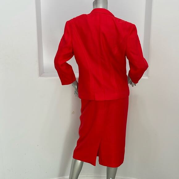 Louis Feraud Vintage Red Knee-Length Pencil Skirt Suit Set Size 10 - Picture 15 of 16